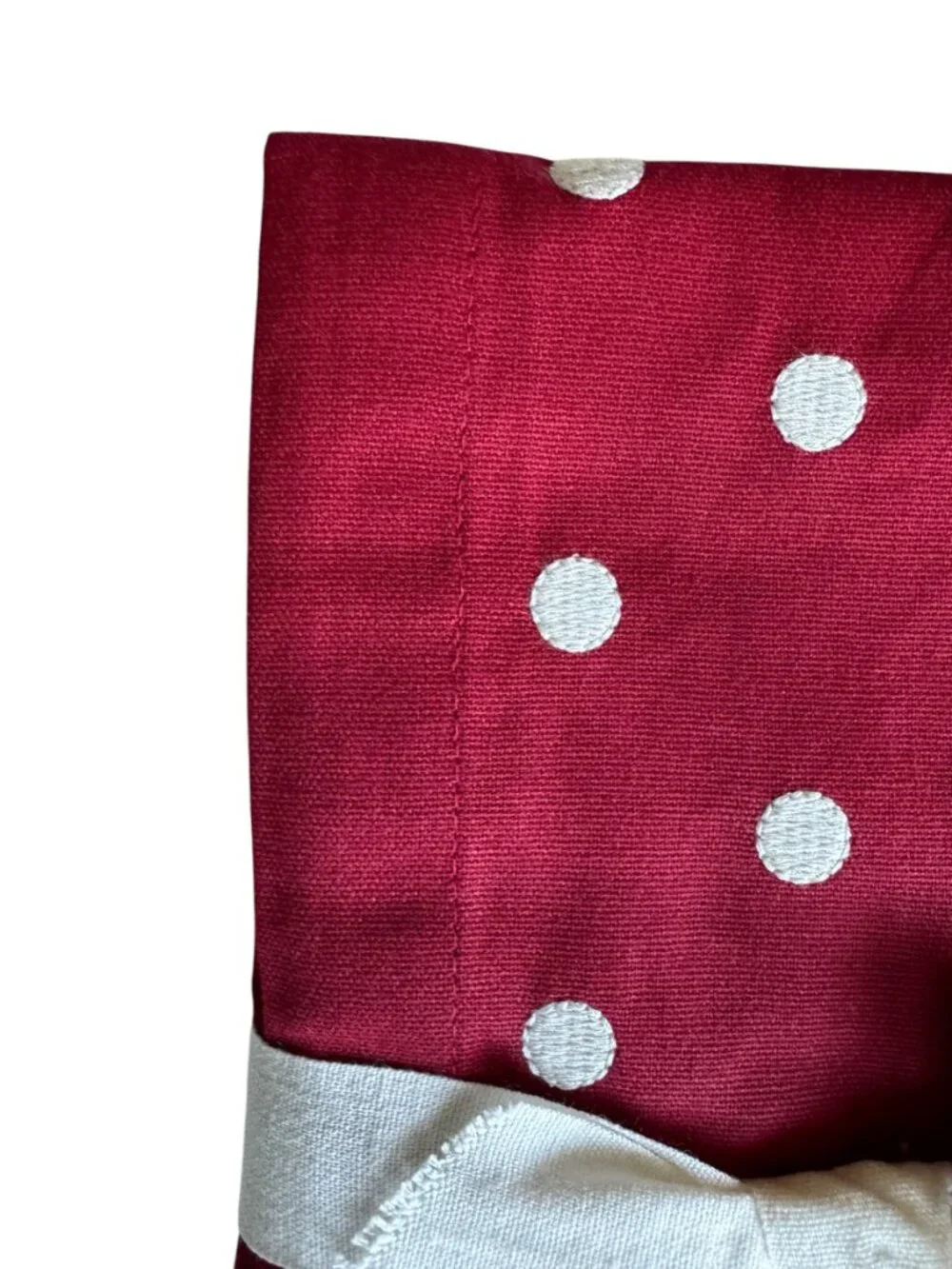 Pottery Barn Polka Dot Embroidered New Set Of Four Red White